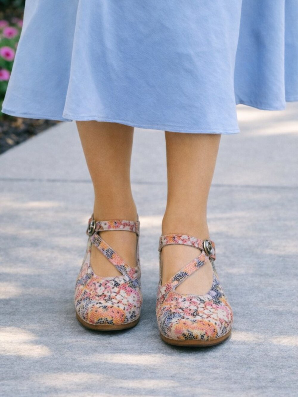 Spring Fling Mirjam Reiker leather floral Multicolor low heel shoes
